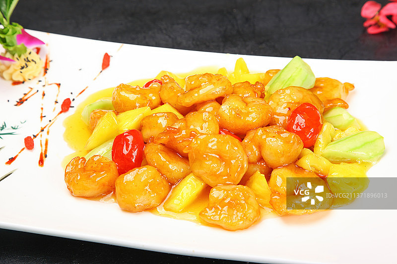 中餐美食-凤梨虾球图片素材
