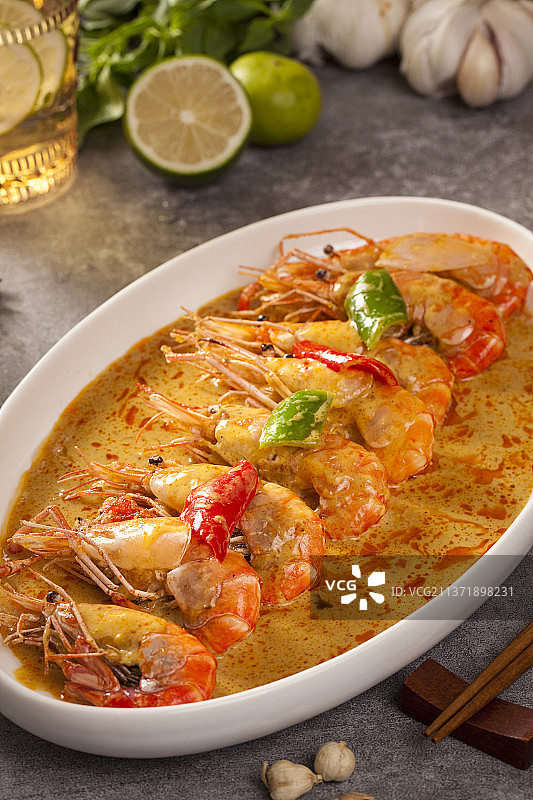 泰国咖喱大头虾图片素材