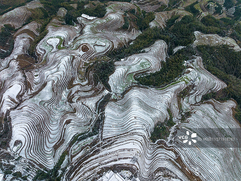 航拍桂林龙脊梯田雪景图片素材