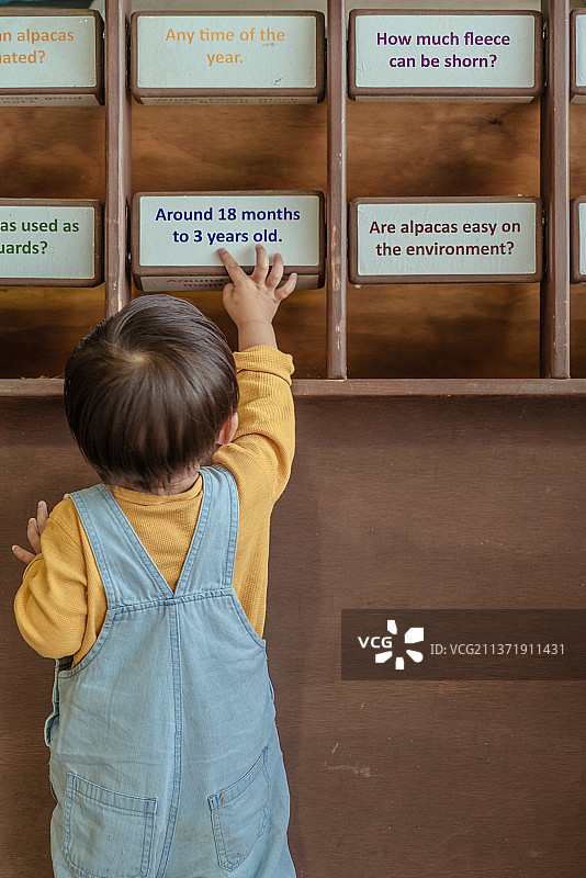 翻动字母牌的小男孩图片素材