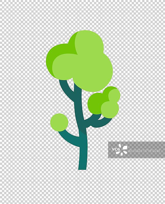 小树苗植树节扁平风简约卡通绿色清新插画元素图片素材