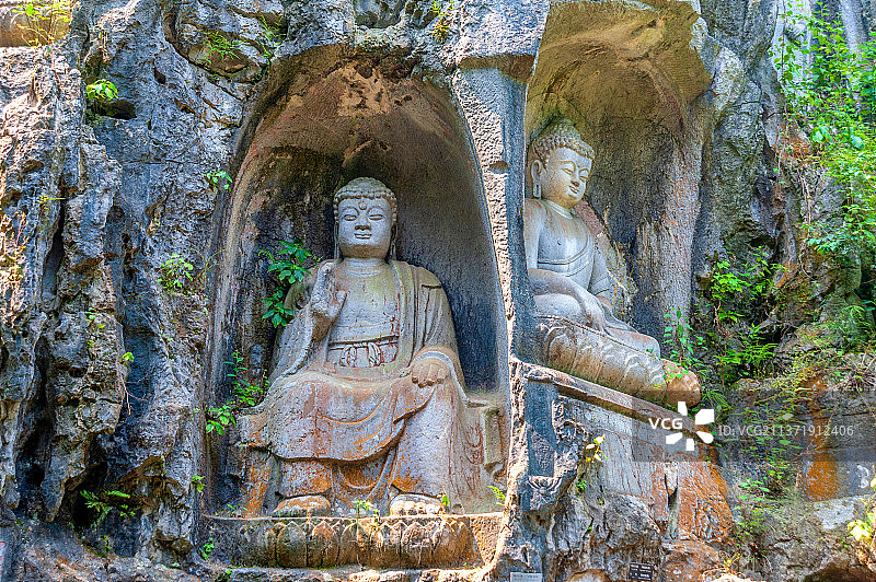 中国浙江省杭州市灵隐寺飞来峰图片素材