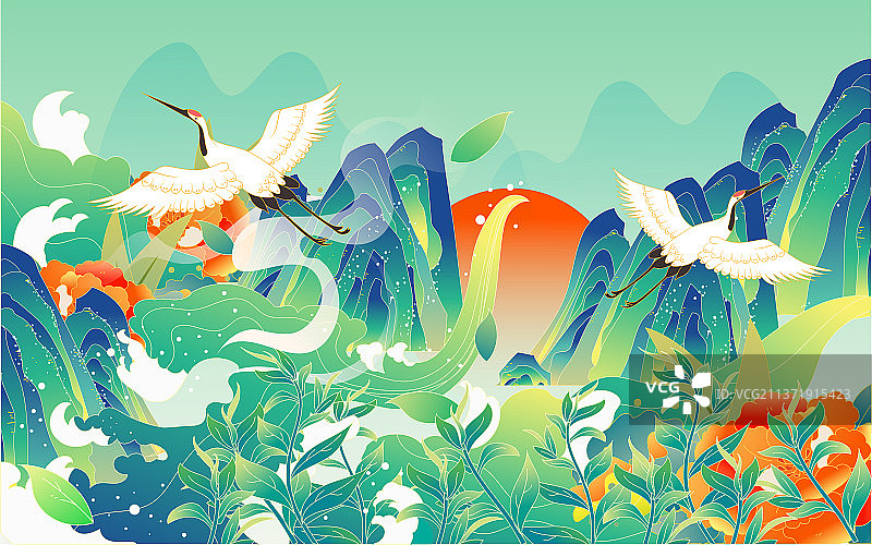 清明节采茶国潮插画中国风茶饮文化茶壶海报图片素材