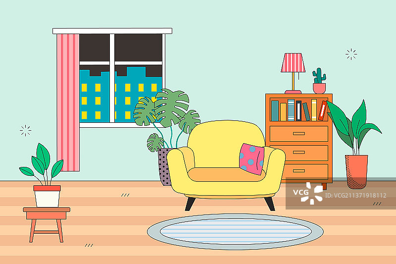 现代简约家居矢量插画图片素材