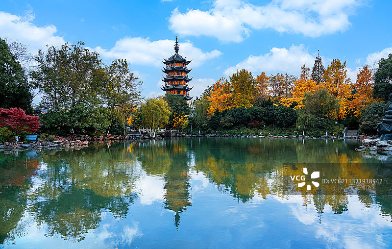 中国江苏省常州红梅公园文笔塔图片素材