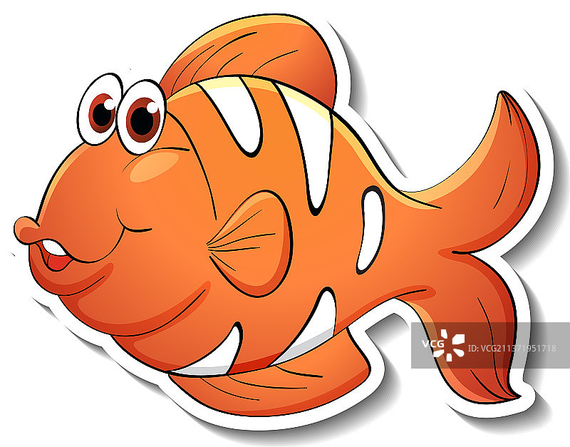 可爱的鱼海洋动物卡通贴纸图片素材