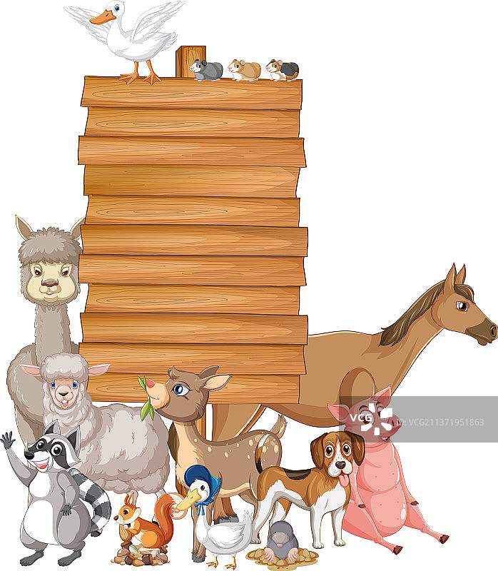 动物与木质标牌banner图片素材