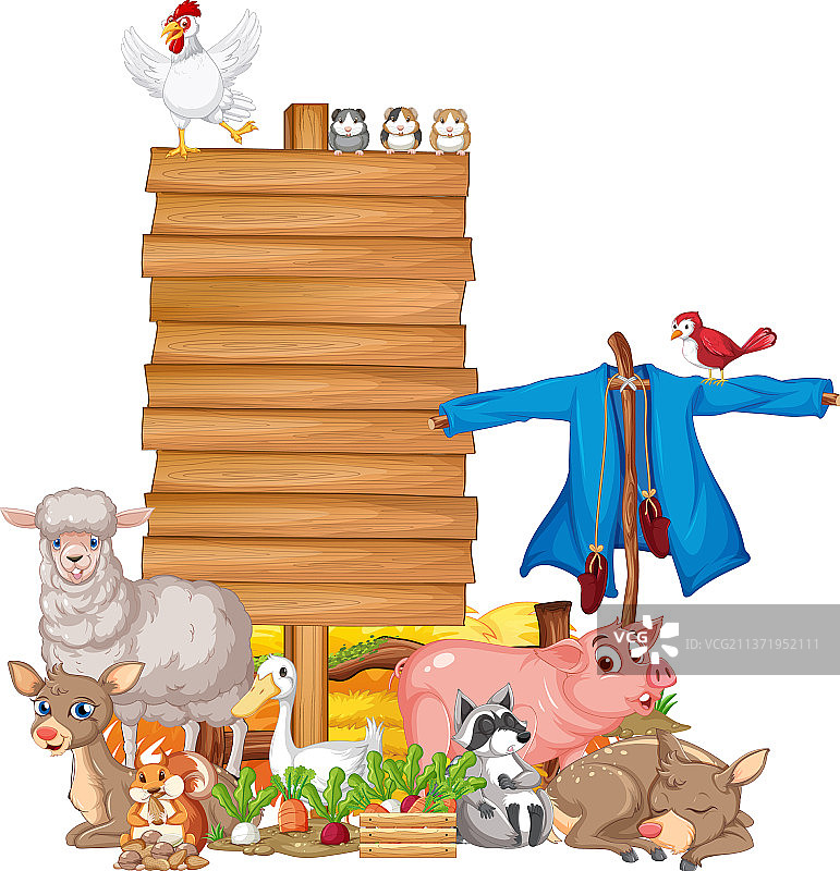 动物与木质标牌banner图片素材