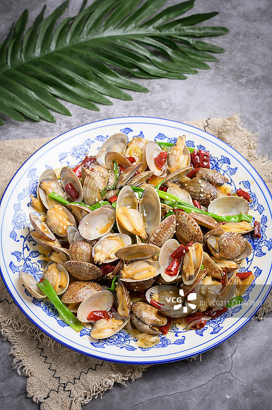 中餐美食-辣炒花蛤图片素材