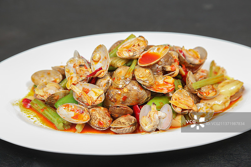 中餐美食-辣炒花蛤图片素材