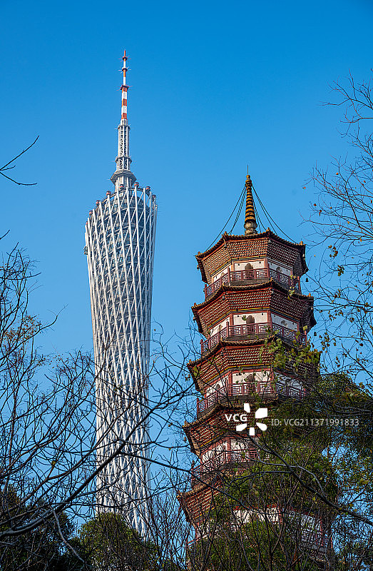 广州塔和赤岗塔图片素材