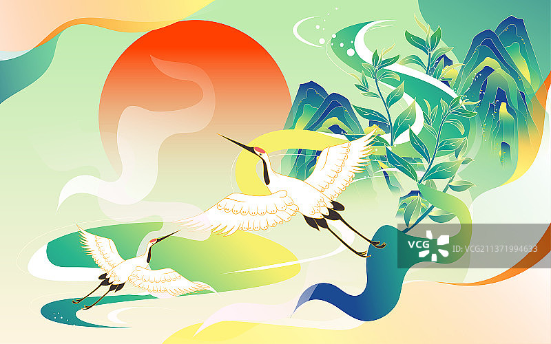 清明节牧童放牛国潮插画中国风春分节气海报图片素材