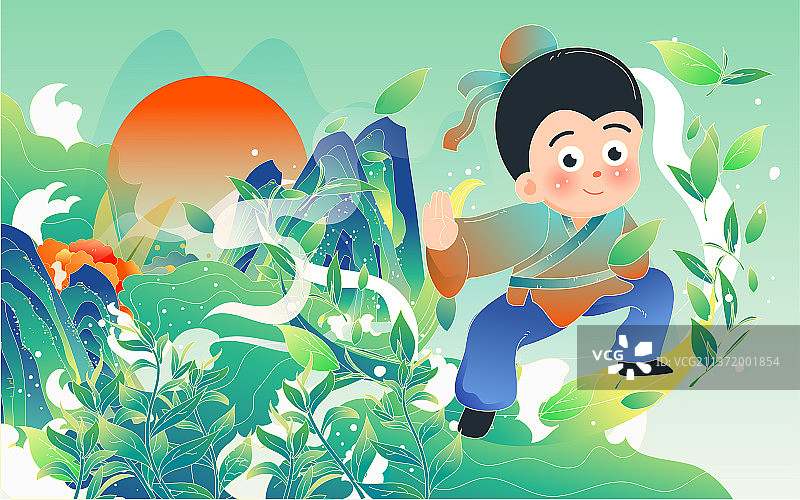 清明节茶文化国潮插画太极功夫茶道古风海报图片素材