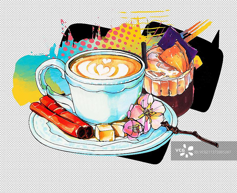 肉桂咖啡 方糖 樱花 酒精饮料图片素材