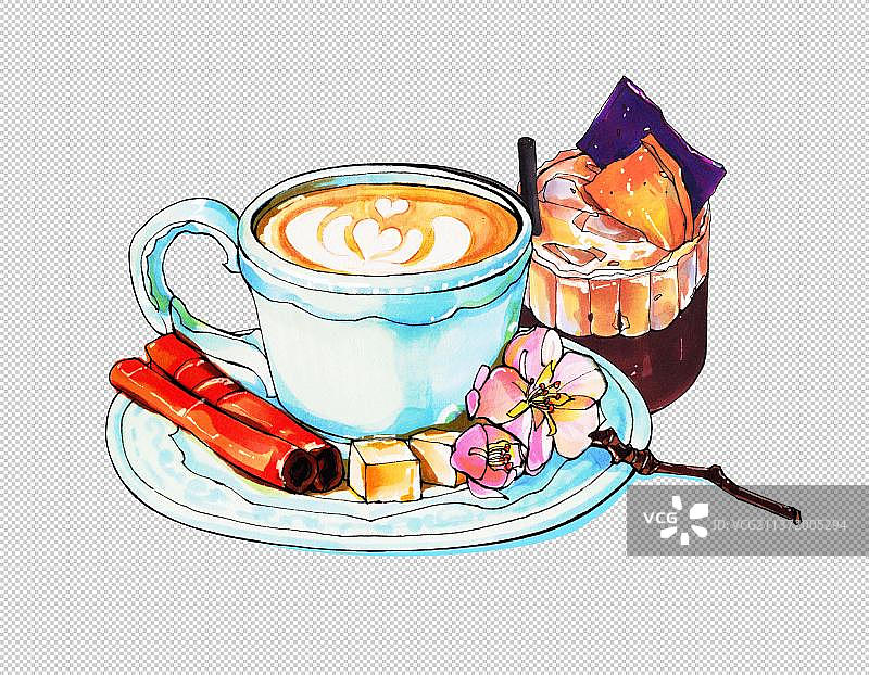 肉桂咖啡 方糖 樱花 酒精饮料图片素材