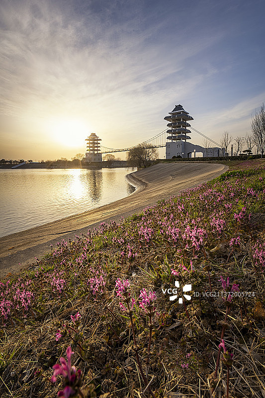 淮安苏北灌溉总渠水上立交图片素材