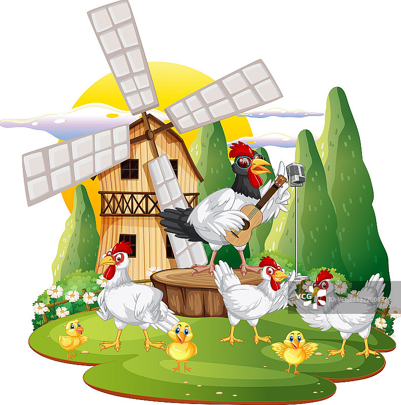 一群鸡的独立场景图片素材