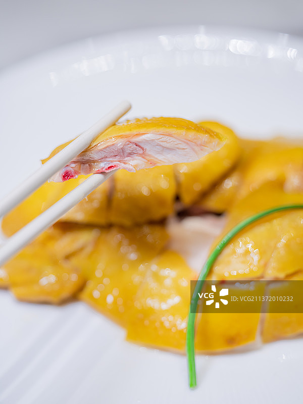 广东粤菜名菜白切鸡鸡肉特写镜头图片素材