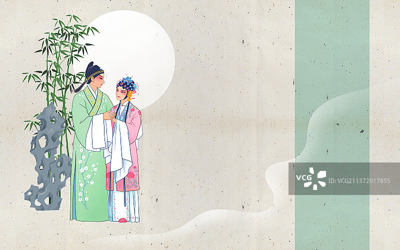 国风戏曲石竹图图片素材