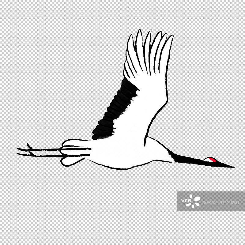 水墨仙鹤元素图片素材