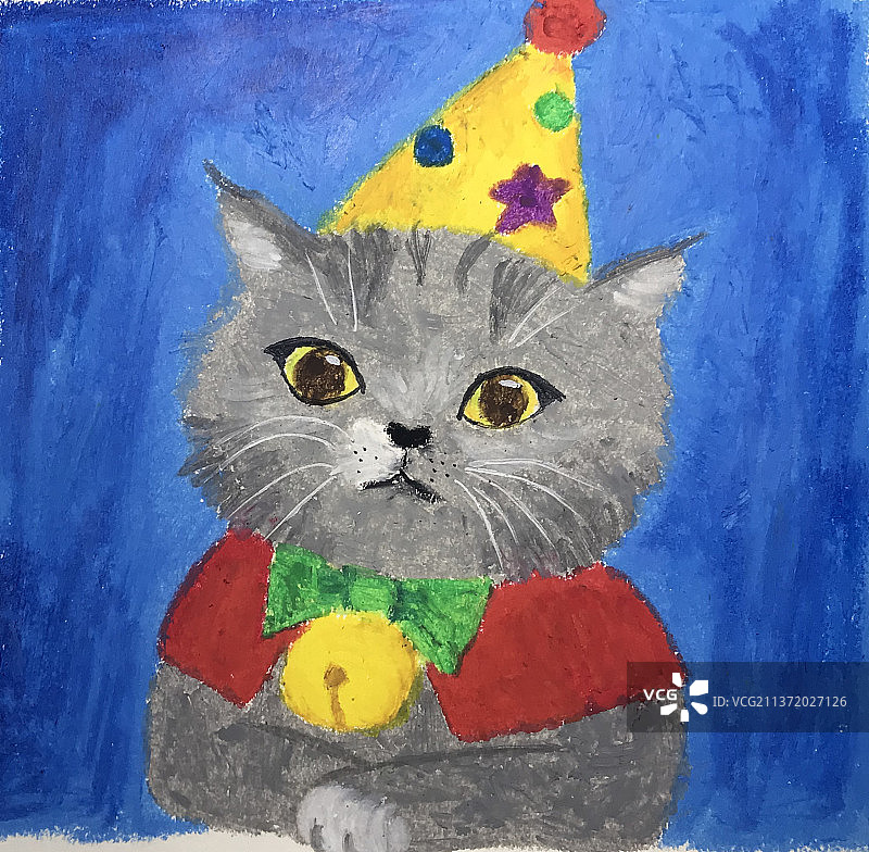 戴生日帽的猫猫图片素材