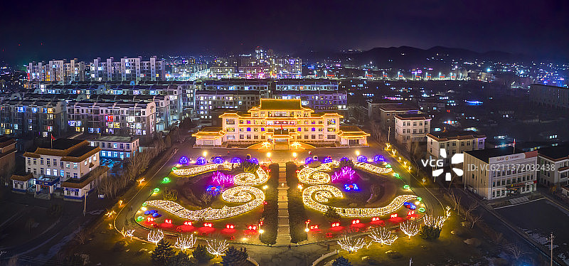 大连瓦房店-复州城-万家灯火-节日图片素材