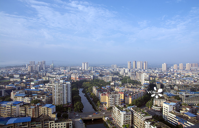 隆昌城市风光和古宇湖图片素材