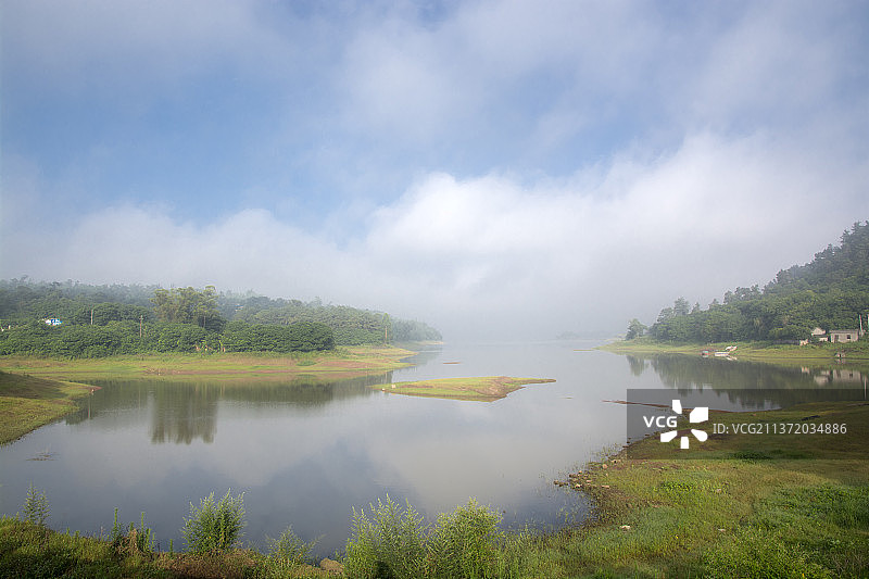 隆昌城市风光和古宇湖图片素材