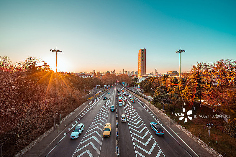 南京中山门日落图片素材