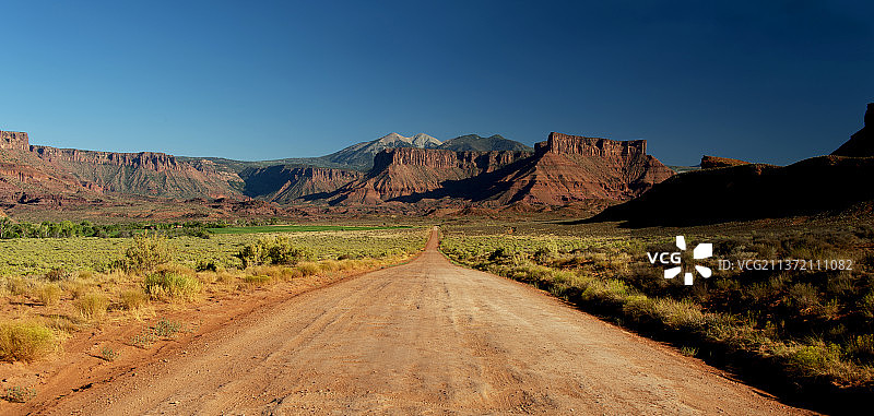 空旷的道路，美国犹他州城堡谷乡村风光图片素材
