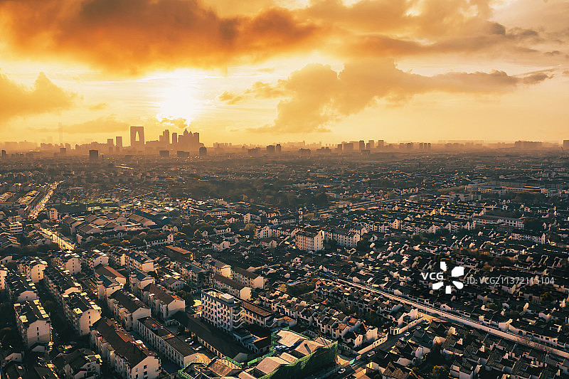 航拍苏州城市风光图片素材