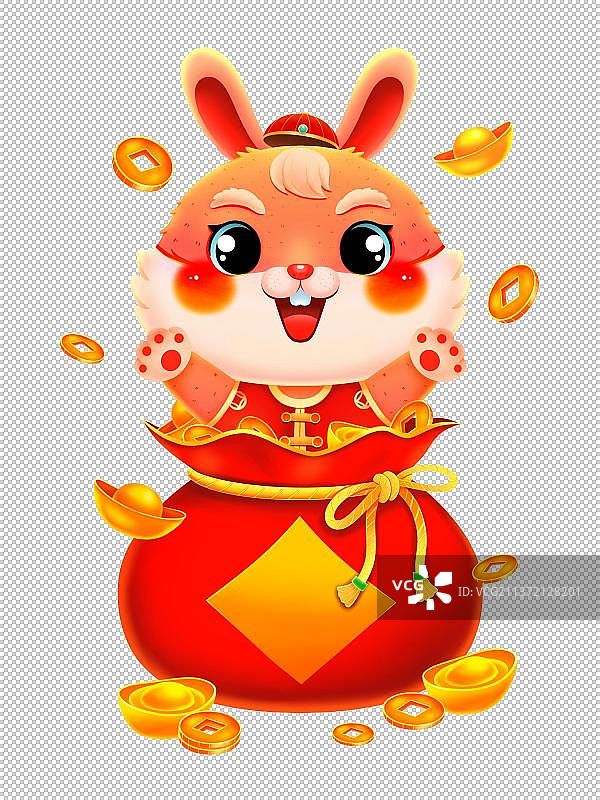 国潮福袋中的桔兔元素图片素材