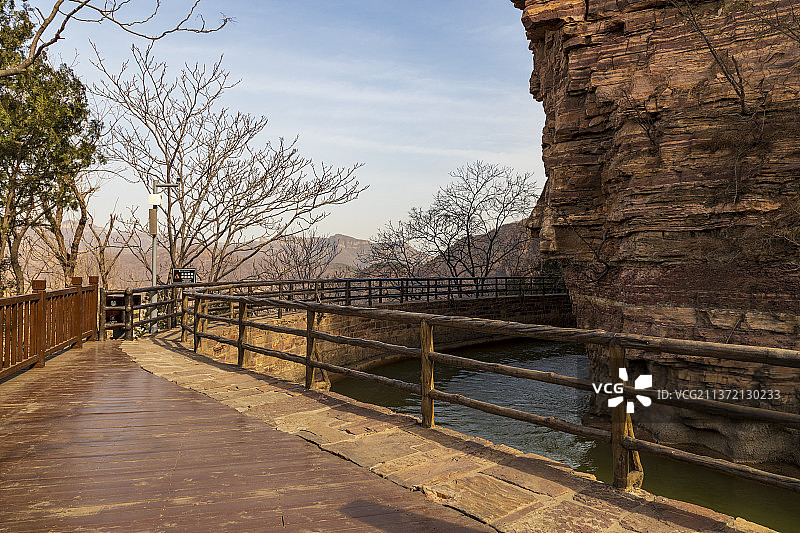 河南省林州市红旗渠冬天户外风光图片素材