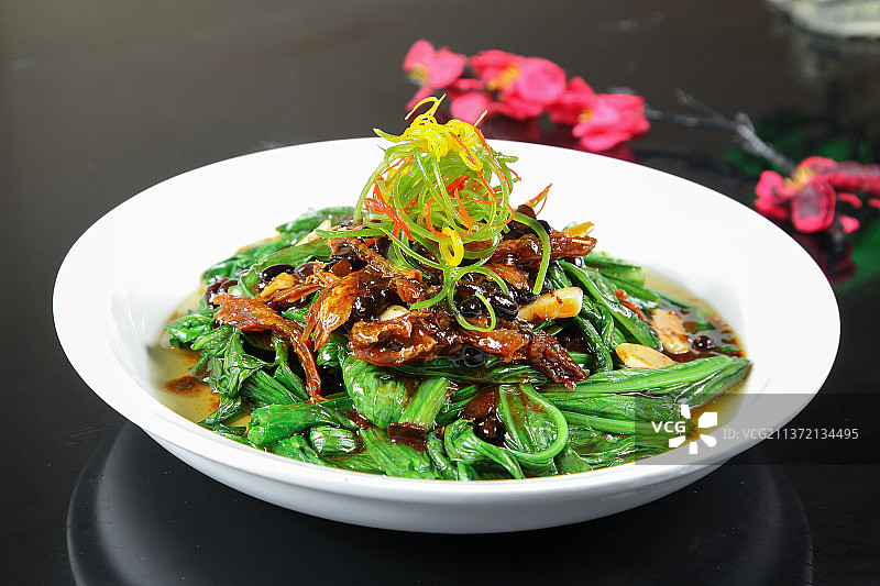 中餐美食-豆豉鲮鱼油麦菜图片素材