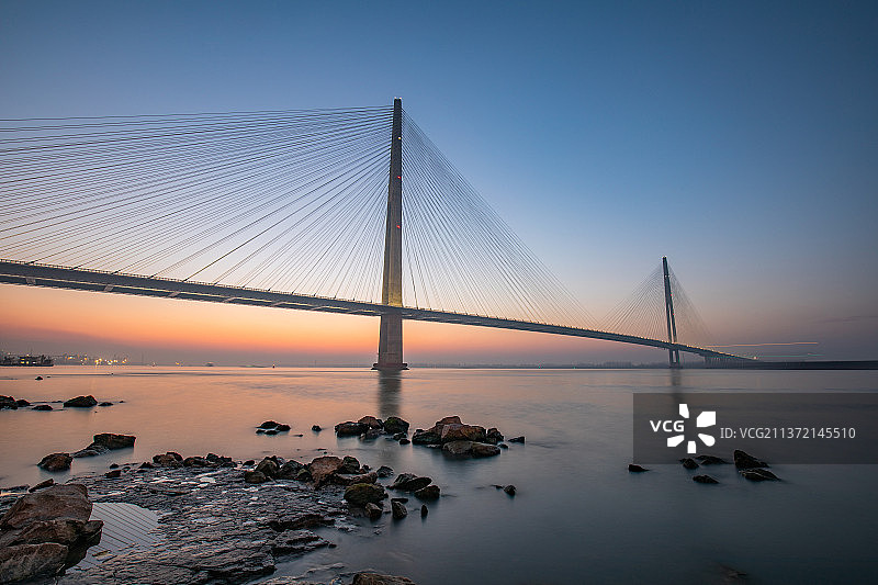 芜湖长江二桥日落风光图片素材