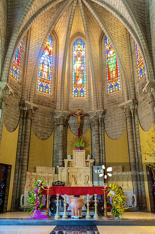 亚洲越南庆和省芽庄大教堂内部图片素材