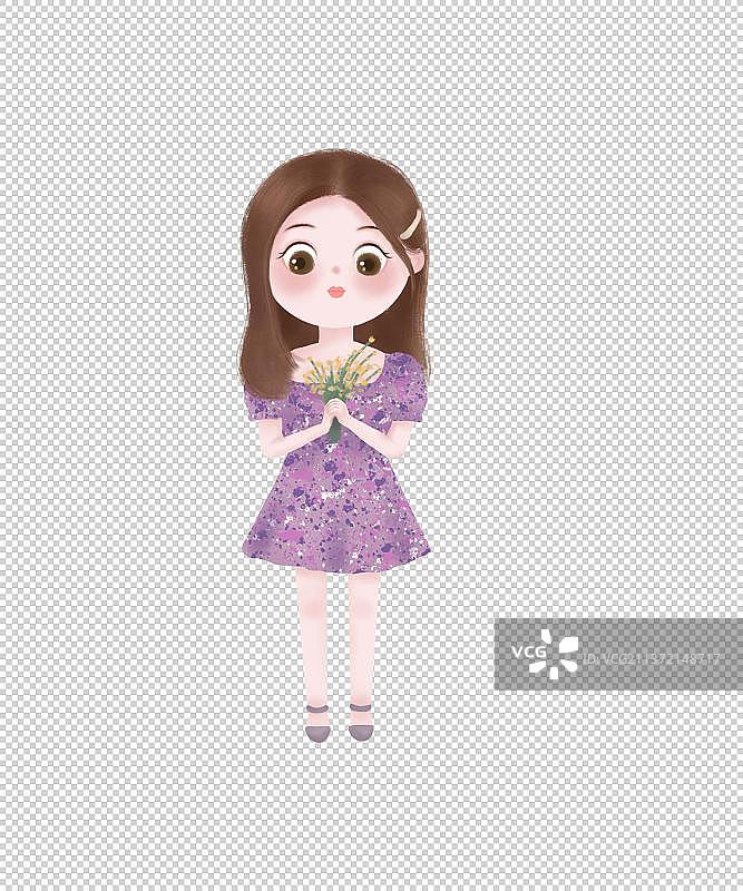 紫色碎花短裙女孩图片素材