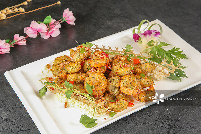 中餐美食-茴香脆皮虾图片素材