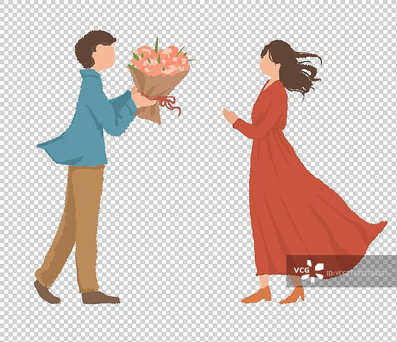 情侣插画元素图片素材