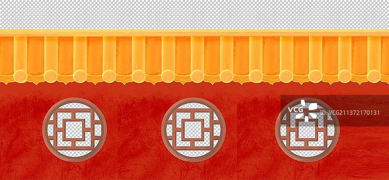 传统建筑红色墙壁黄色瓦片图片素材