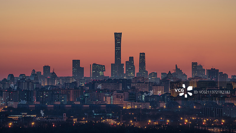 北京市北京中信大厦国贸CBD日出城市风光夜景黎明图片素材