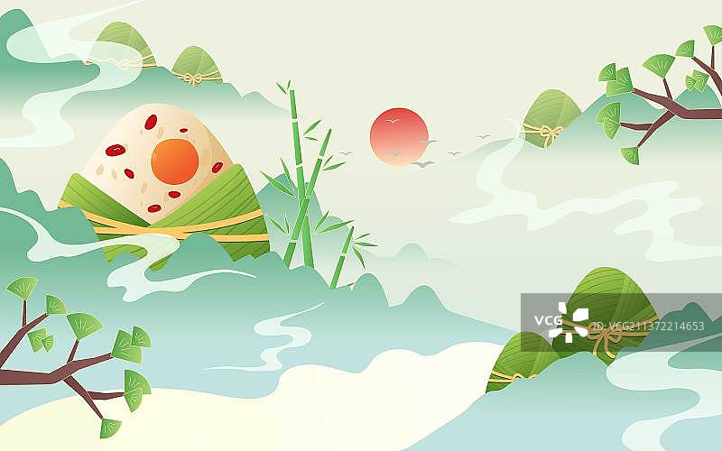 国风端午节山水粽子图片素材