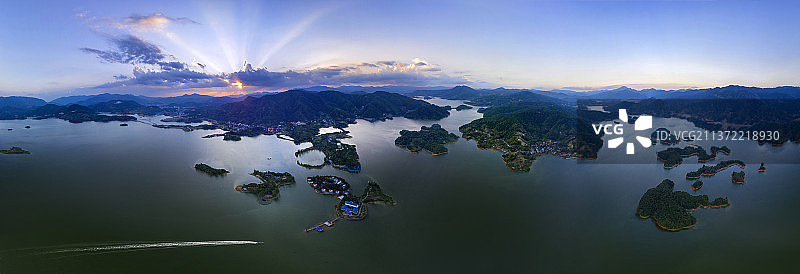 宁德翠屏湖夕阳图片素材