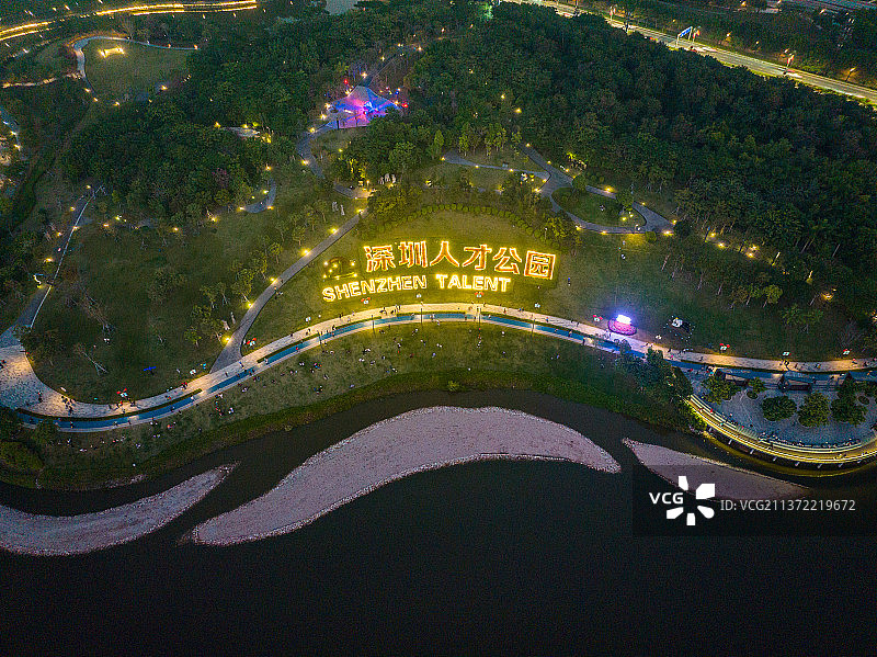 俯瞰深圳人才公园夜景图片素材