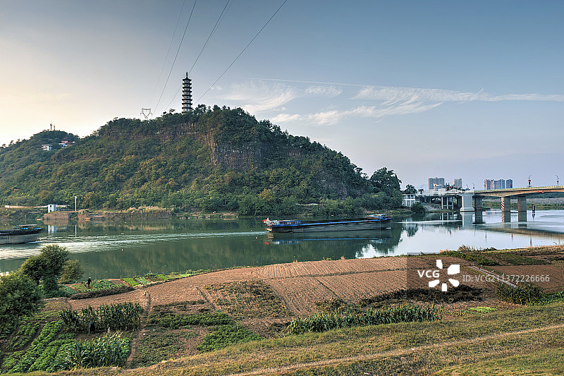 浙江兰溪兰江横山聚利塔图片素材