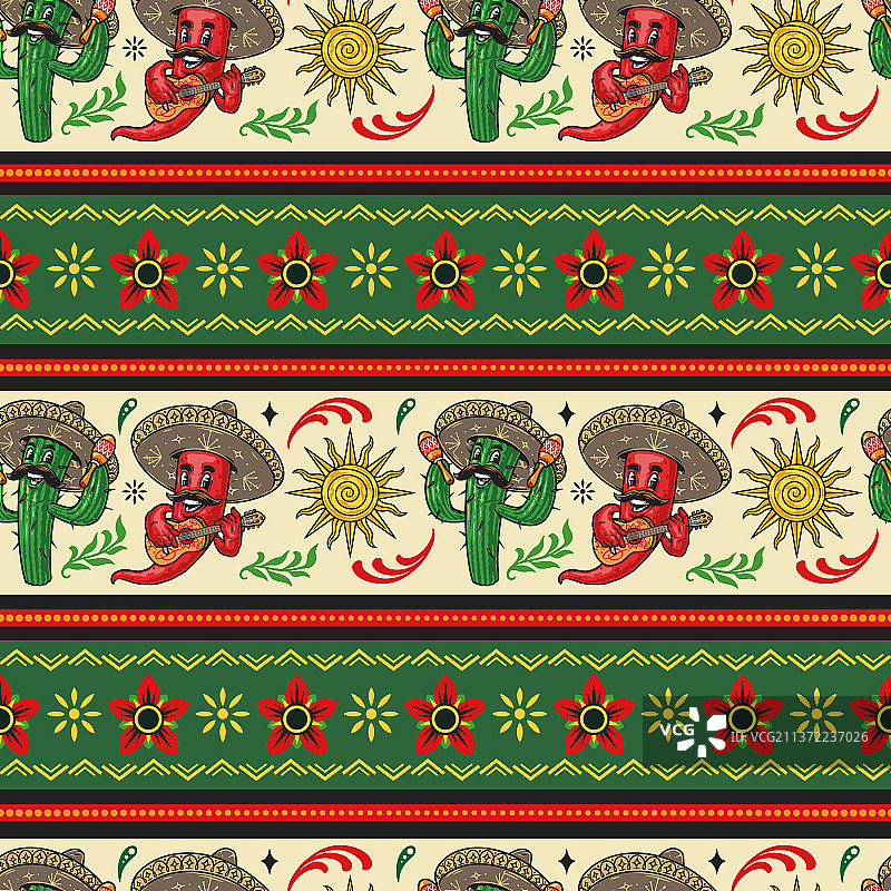 墨西哥边框套装带卡通人物图片素材