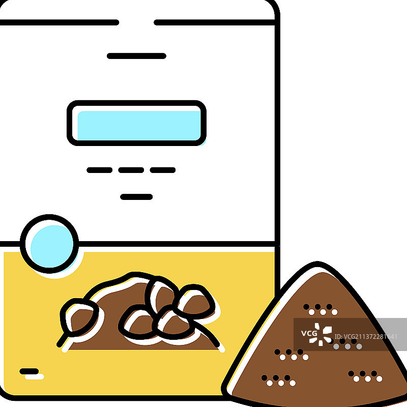 荞麦面粉袋彩色图标图片素材