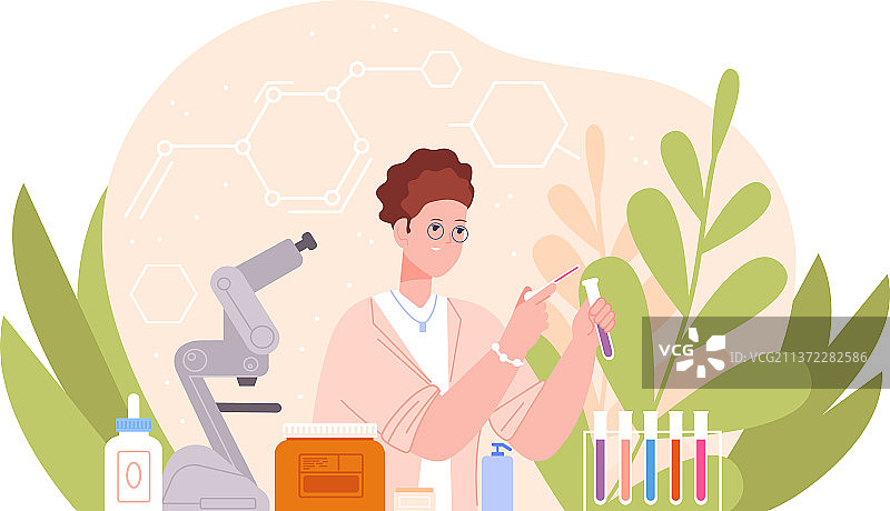 有机产品研发：女药剂师在实验室图片素材
