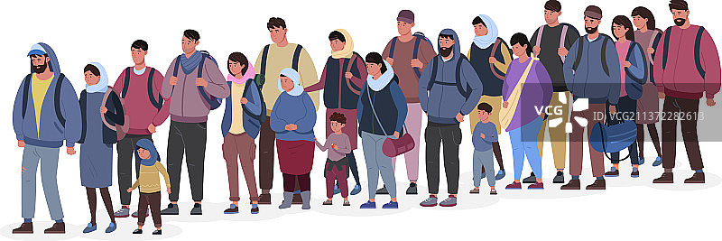 难民等待人群迁移图片素材
