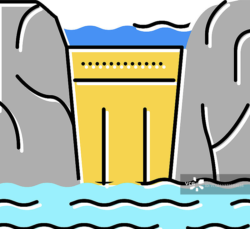水坝水彩图标图片素材